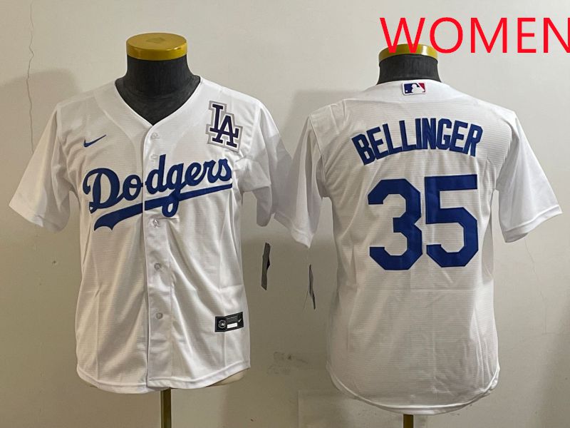 Women Los Angeles Dodgers #35 Bellinger White Game 2025 Nike MLB Jersey style 9